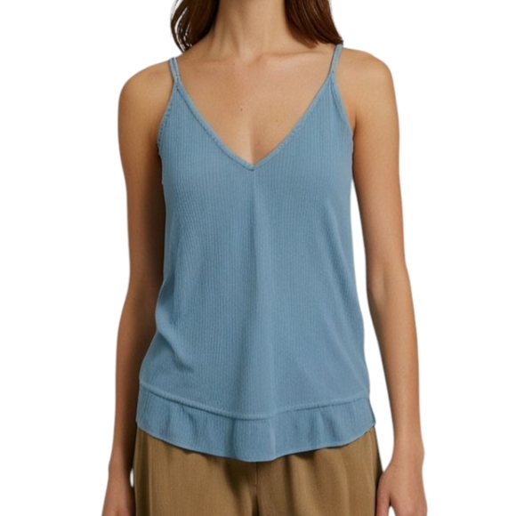 Gentle Fawn Tank Top Double V Neck Light Blue Spaghetti Strap Fairy Y2K Women M - Picture 1 of 10
